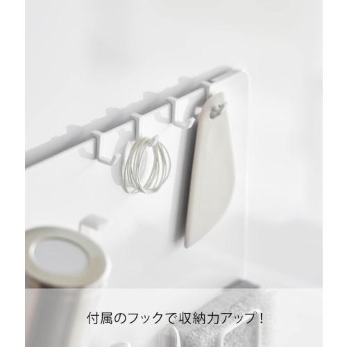 Yamazaki Tower Film Hooks, Steel Panel, White, Dimensions: 45cm W x 1.2cm D x 50cm H (including film hooks), Floating Storage, Kitchen Panel, Magnetic