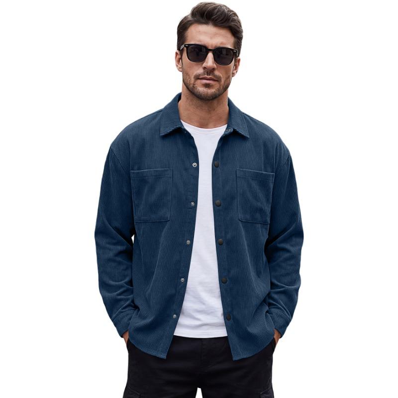 Men S Corduroy Button Up Shirt Slim Fit Casual Workwear Jacket