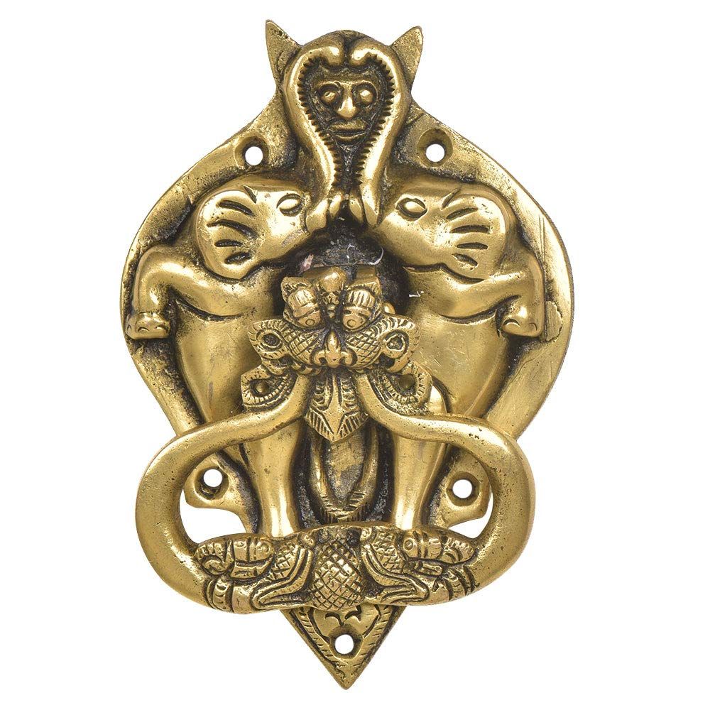 

Дракон со слонами Латунные дверные молотки - Кольцо для двери Украшение двери - Золотые аксессуары для входной двери