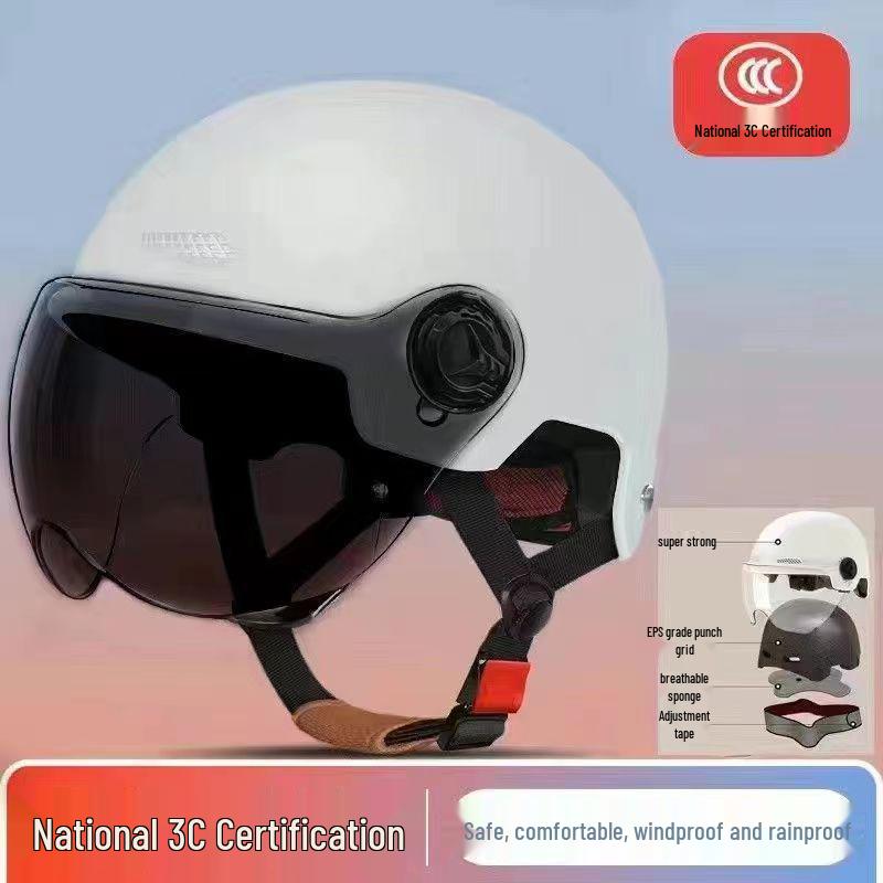 3C Certified Electric Vehicle Helmet for Men & Women - All-Season Safety & Sun Protection, Summer Scooter Half Helmet