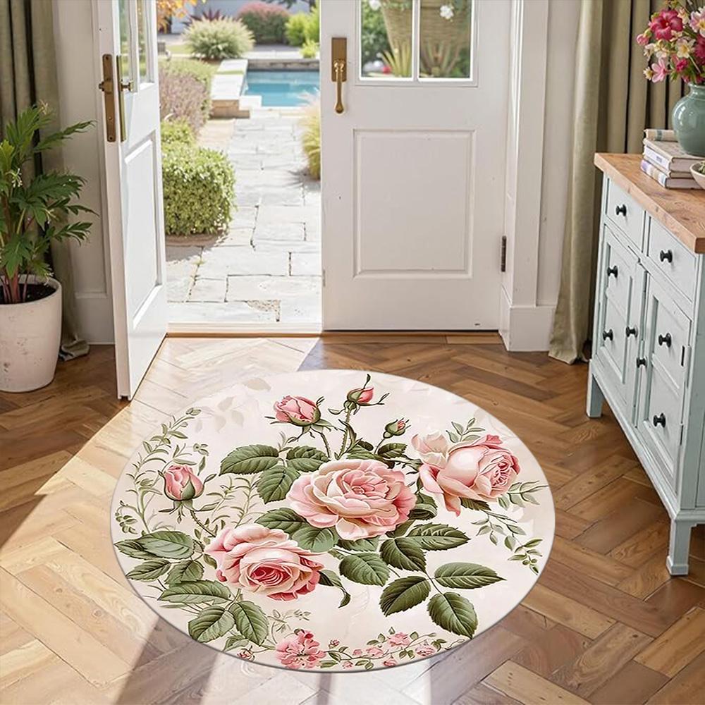 Flower Round Carpet Perfect for Outdoor Study room Entryway Hallway Antislip Round Carpet Office home decor Spiritual Gift