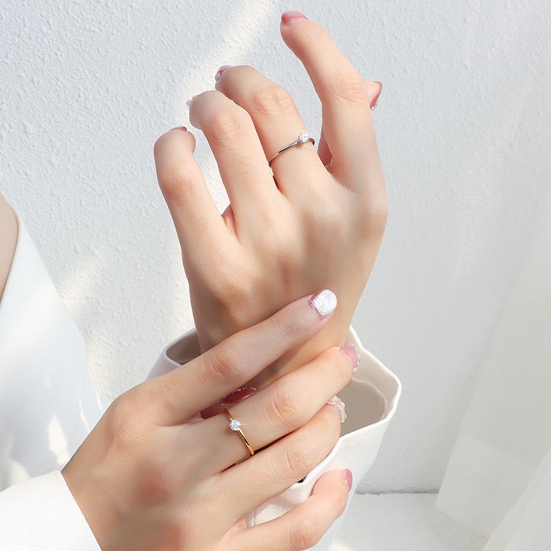 Im Trend: Schlichter europäischer & amerikanischer Stil Kleiner Diamant Pinky Ring in 18k Gold, Edelstahl, Titanstahl - Modell A160