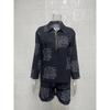 Women's Sets Summer Long-sleeved Lapel Printed Zipper Shirt Shorts