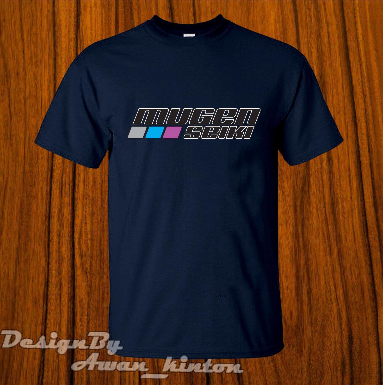 Men s and Women s T-shirts Dark Blue Color Mugen Seiki Funny Logo Tshirt Short Sleeve Made In Usa XL