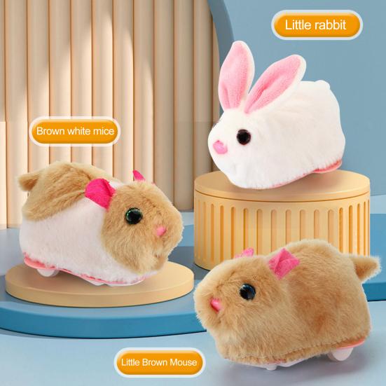 Electric Automatic Rolling Hamster Ball, Rolling Ball Toy with Plush Rabbit Inside, Simulation Animal Interactive Ball Toy, Gift for Toddlers