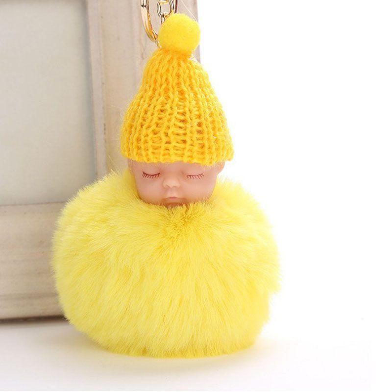 

Милый брелок для ключей в виде спящей куклы, держатель для ключей от машины, подвеска для сумки, аксессуары, шарм Yellow