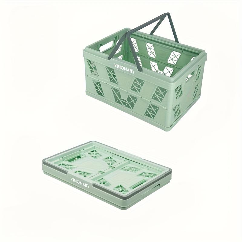 

1 шт. складная уличная ручная корзина с крышкой, портативная складная корзина для хранения пикника, корзина для мелочей, корзина для пикника зелёный