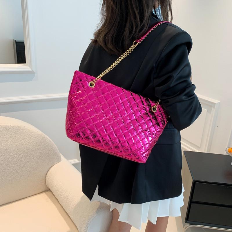 Borsa Tote Elegante a Colore Solido di Grande Capacità con Raffinato Design Trapuntato per l'Uso Quotidiano