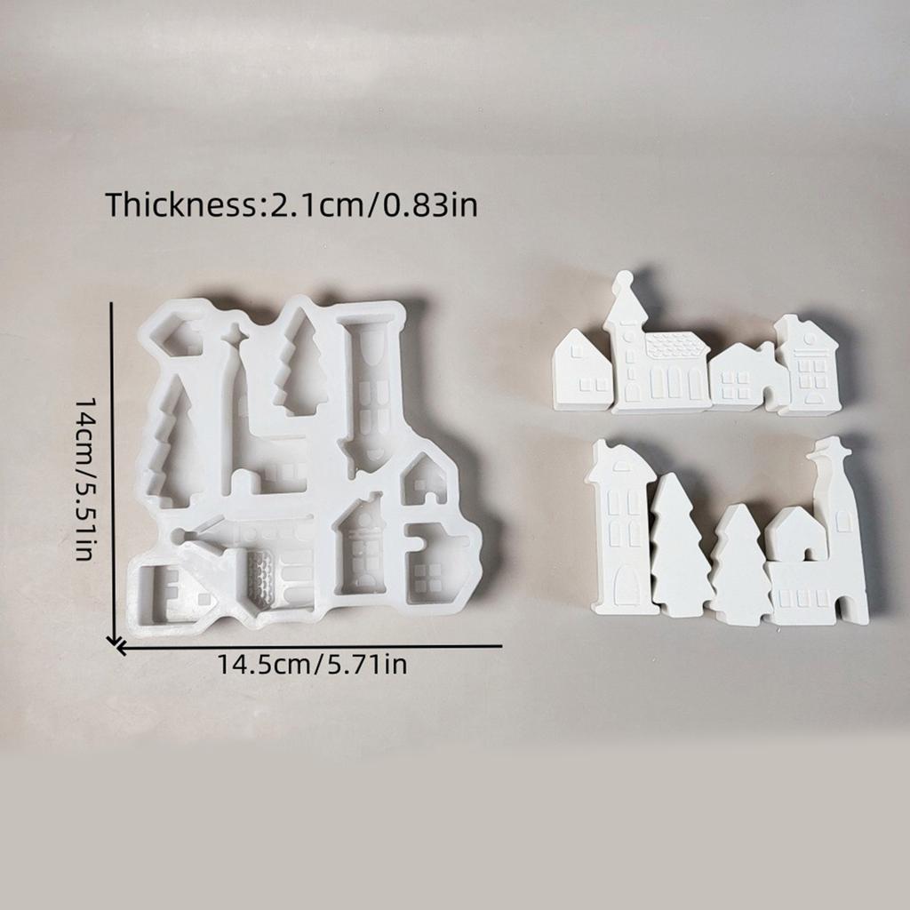 Artistic Silicone Mold Small House Shape Figurine Molds Silicone Texture for Festival Gifts and Engaging in Family Craft