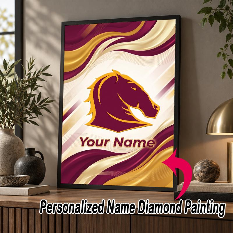 Custom Name Brisbane Broncos 5D Diamond Painting Personalized Full Drill Diamond Art Kit Gift
