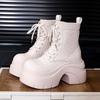 Fashion 9CM Women's Chunky Ankle Boots New Autumn Winter Weave Leather Punk Shoes High Platform Casual Short Boots Botas Mujer