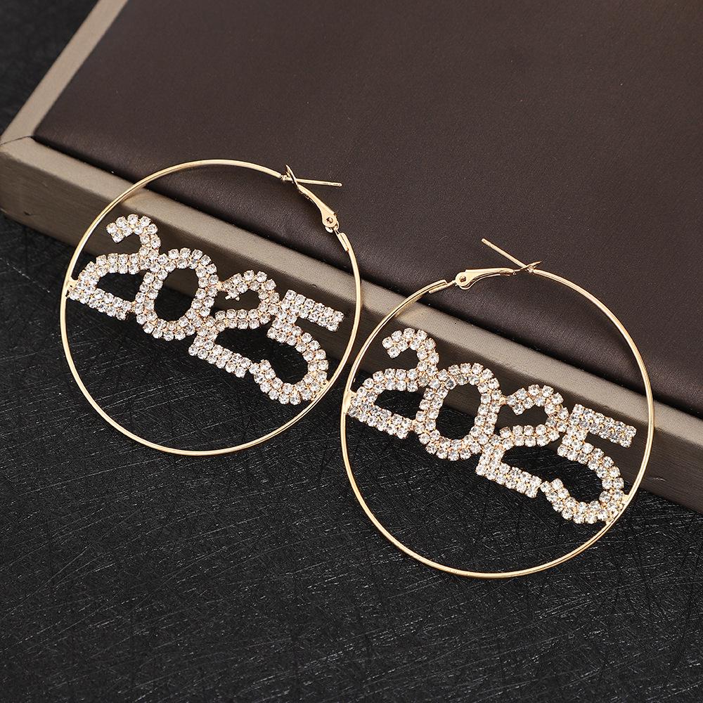 2025 Digital Shining Rhinestone Bohemian Hoop Earrings for Women