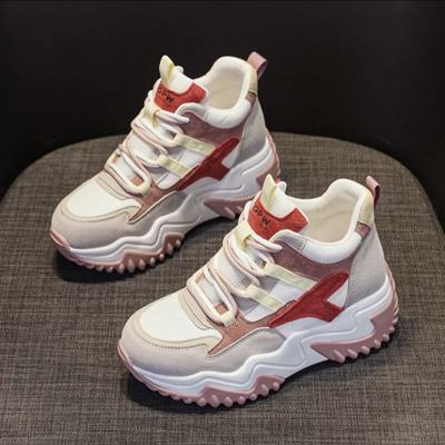 Damen Sneaker Atmungsaktiv Lässig Keilabsatz Plateau Schuhe High Top Schnürschuhe Vulkanisierte Schuhe Chaussures Femme Sportliche Dad Schuhe