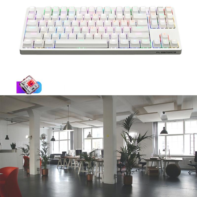 Mechanical Keyboard ABS Cover 87 Shaft Keys Mixed Color Light Colorful LED Effect Water Proof Electronic Gaming Keyboard
