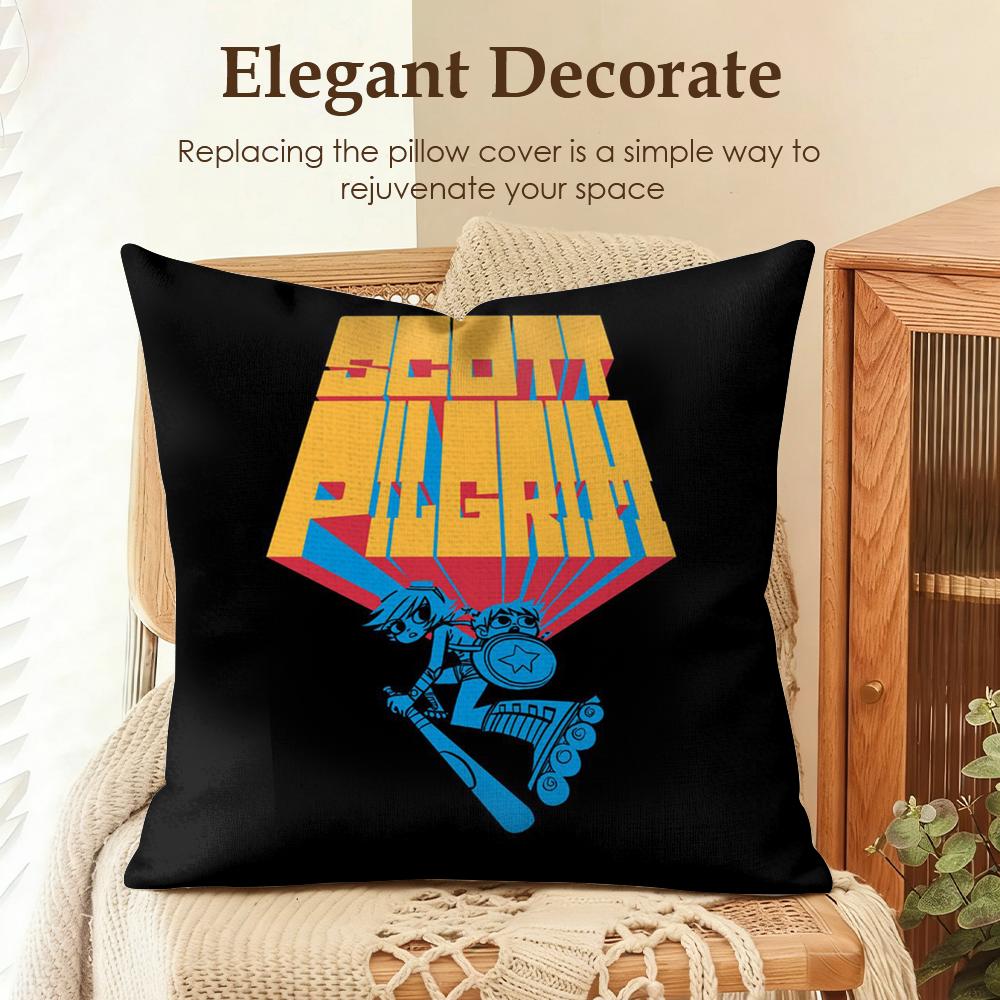 Cartoon SScott PPilgrim Cushion Cover Natural Linen Organic Fabric DoubleSided Printing Sofa Home Decor Gift Pillow Case
