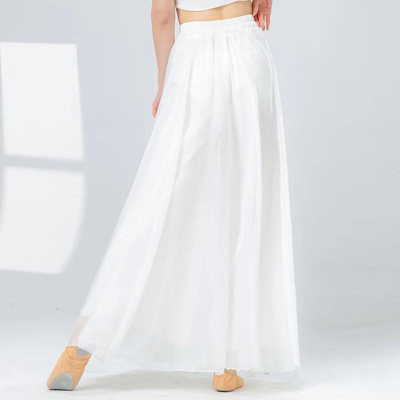 Moderner Tanz Culottes Locker Weiter Bein Rock Hose Chinesischer Volksnationaltänzer Übungskleidung Fließend Hanfu Klassisch Bühne