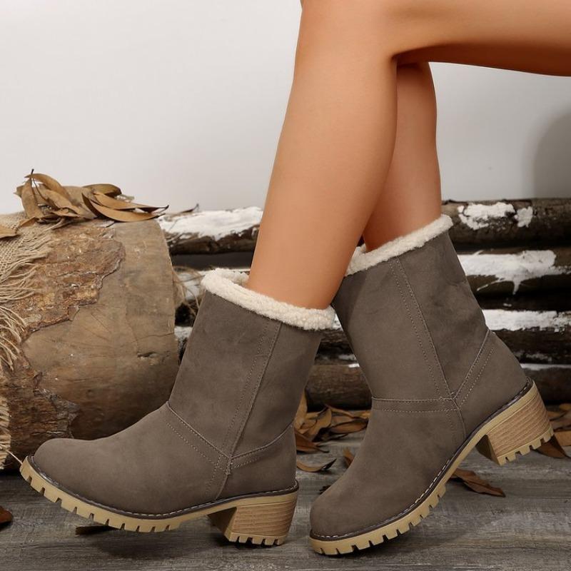Large Size Velvet Thickened Snow Boots for Women, New Autumn and Winter Models, Warm Tube In the Wind, Thick Heel Cotton Boots for Women