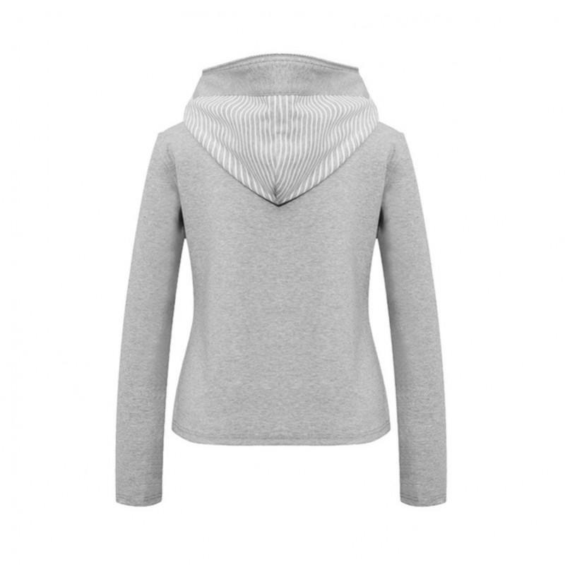 Vintage Striped Hooded Sweatshirt Slim Fit Zip Up Cardigan Streetwear Women