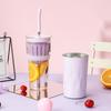 2 Layer 2 in1 Cooling Storage Glass 650ML Vacuum Mug Portable Straw Cup  Drinkware