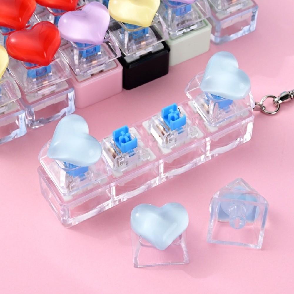 Heart Heart Keycap Fidget Keychain Crystal Clicker Button Keycap Keychain Adults