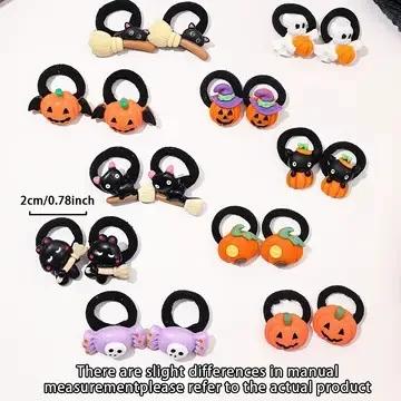 Halloween cute and funny children's rubber bands do not hurt hair, high elasticity pumpkin ghost girl hair accessories headwear