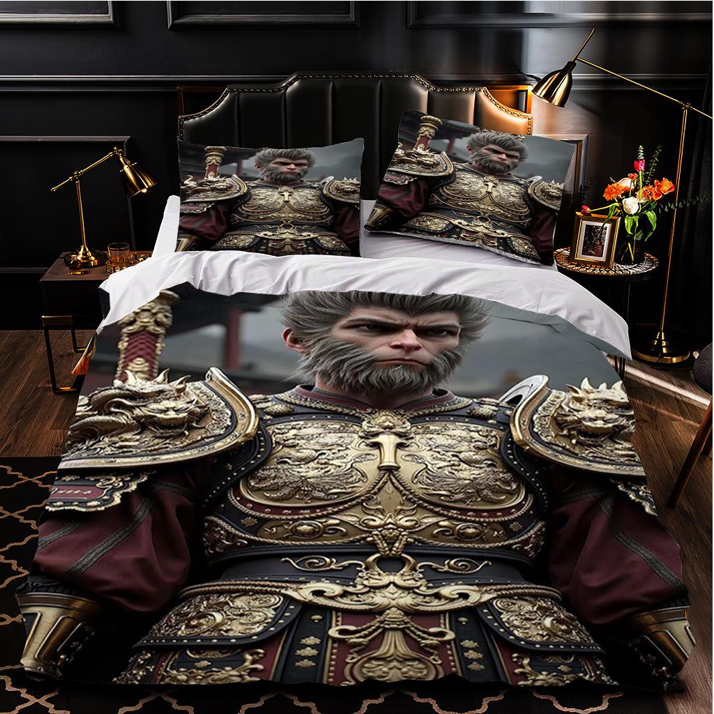 Black Myth Wukong Game Series 3D Digital Printing Three-Piece Set, Popular Three-Piece Bedding