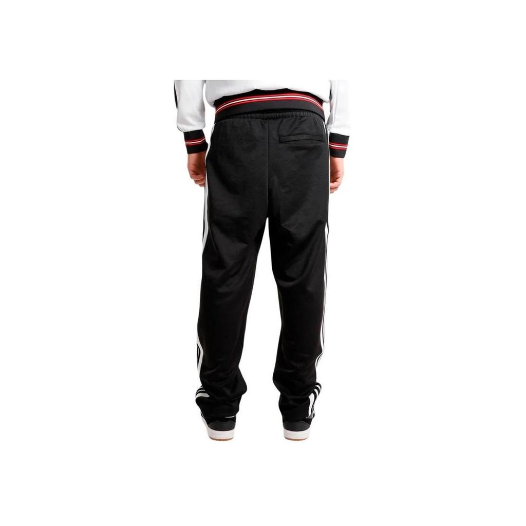 Adidas Originals SS25 Classic Sports Series Striped Retro Comfortable Soft Lace-Up Straight Leg Casual Pants Unisex Bottoms Black JP1165
