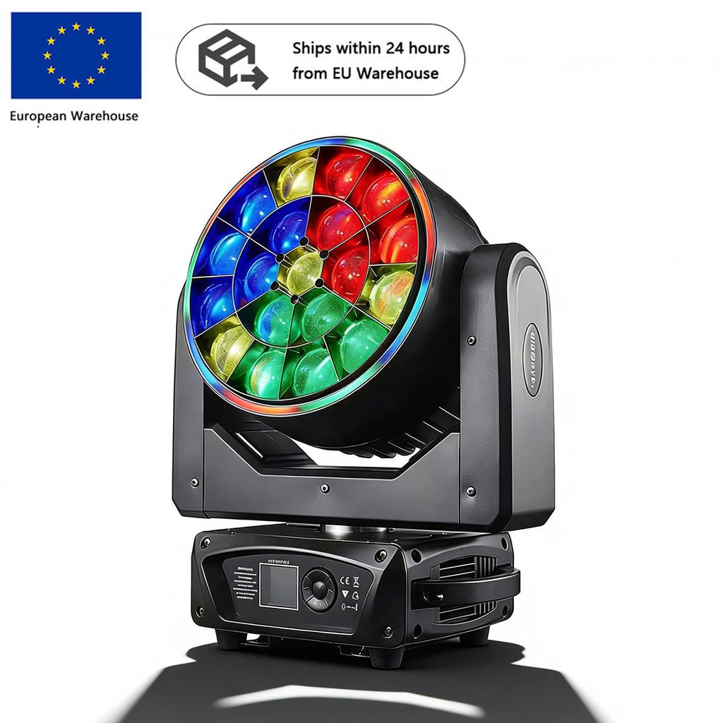 European Warehouse 19x15W RGBW Bee Eye Zoom Moving Head Light 4-60° Motorized Focus Rotatable Honeycomb Lens Stage Light for DJ