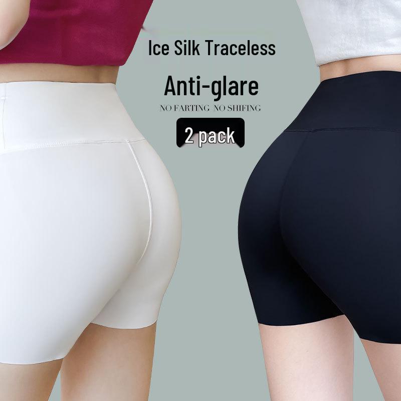 Women's Anti-Exposure Safety Shorts - Seamless, Ice Silk, Plus Size, Abdomen Control & Hip Lift, No Roll Up, Summer Thin Base Layer.