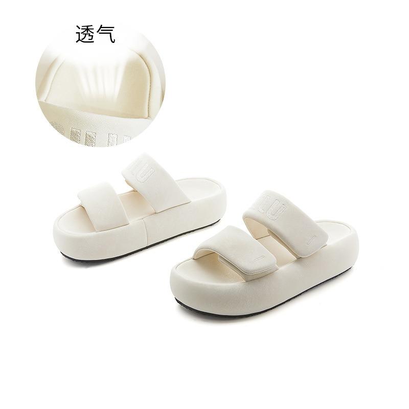 Velcro Slippers Women's Summer New Casual Fashion Wear Versatile Sandals Thick-bottomed Bread One and a Half Mops