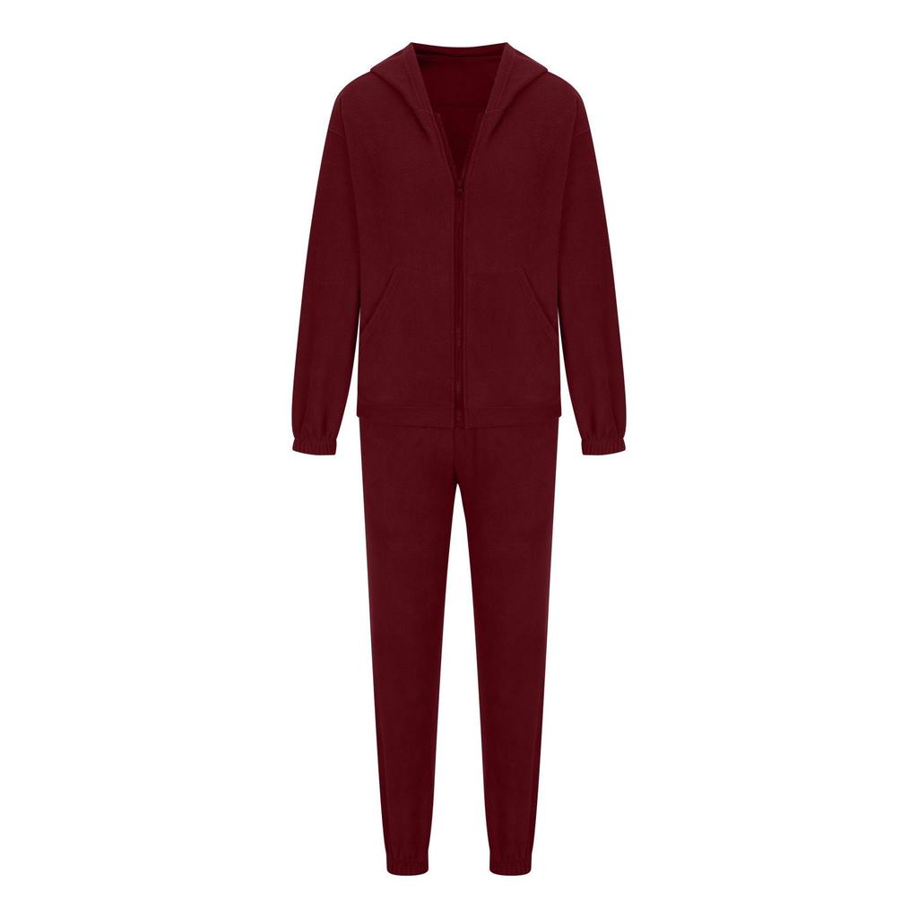 Sudadera con capucha y cuello en V de manga larga de color liso para mujer, traje de otoño e invierno, top holgado, pantalones de pierna ancha