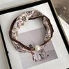 Silk scarf long strip high-end spring and summer new versatile pearl necklace neck chain scarf magnetic buckle silk scarf