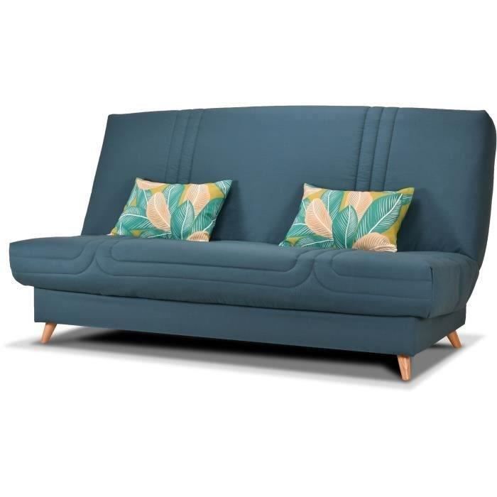 COMFORT BULTEX Click Bench Seat - Blue Fabric + Jungle Decorative Cushions - L193 X D95 X H101 - MONA