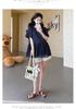 Korean Style Embroidered Patchwork Chiffon Doll Top & Tummy Support Shorts Set (Spring/Summer 2026)