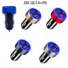 Universal QC3.0 USB Dual Port USB C Type C PD Car Adapter Fast Car Charger with for Touch Power Switch LED Backlight