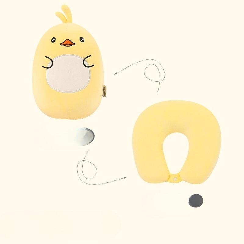 Plush Cartoon U Shape Foam Bead Pillow 2 in 1 Convertible Neck Support Soft Multi Function For Travel And Office
