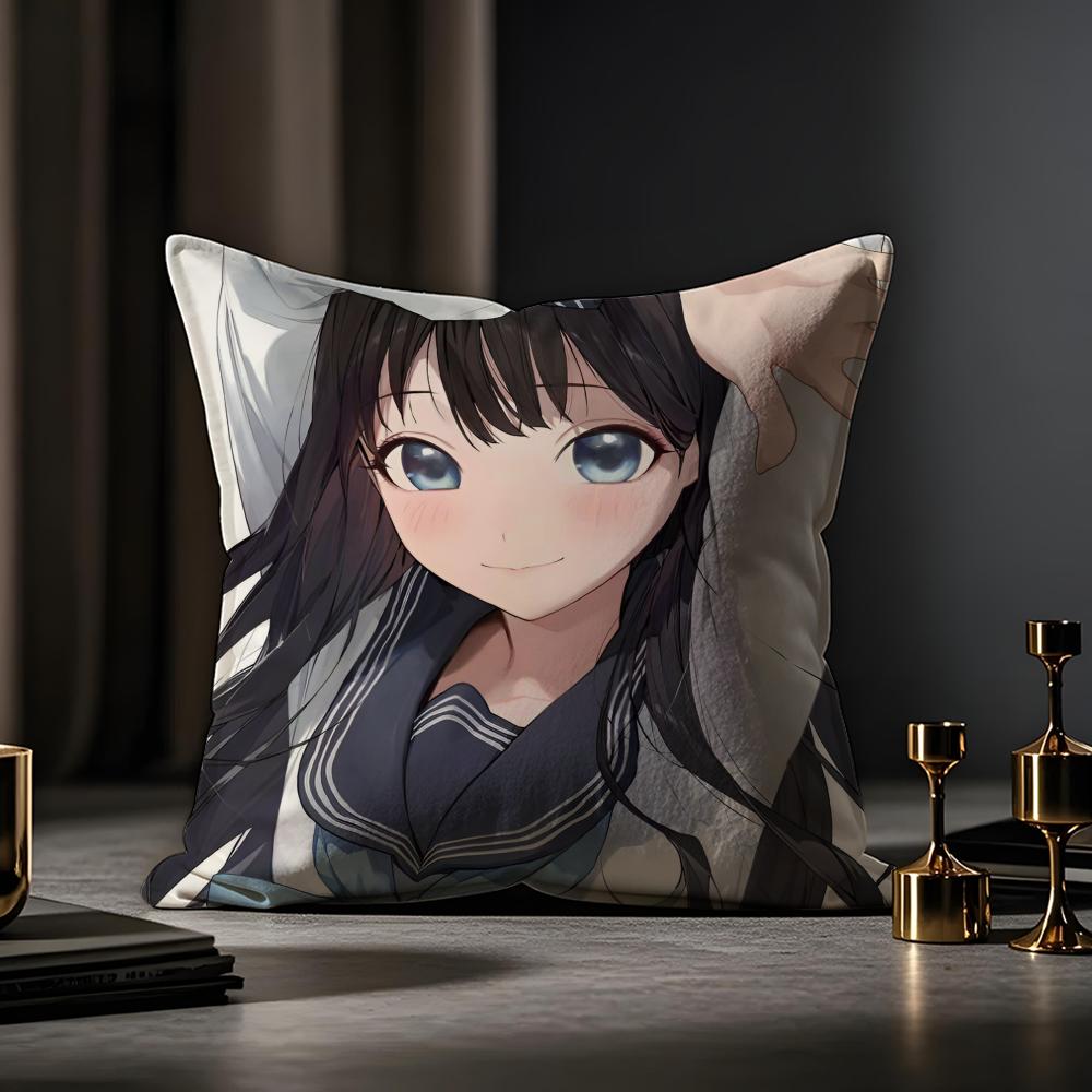 Tomorrowsauce's Sailor Suit Cushion Cover Anti-dustmite Pillowcase Invisible Zipper Silky Short Plush Sofa Cushion Cover