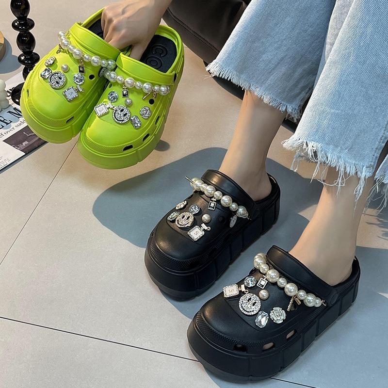 Thick Women Pearl Sole Sandal Breathable Fashion Shoes Eva Accessories Diy