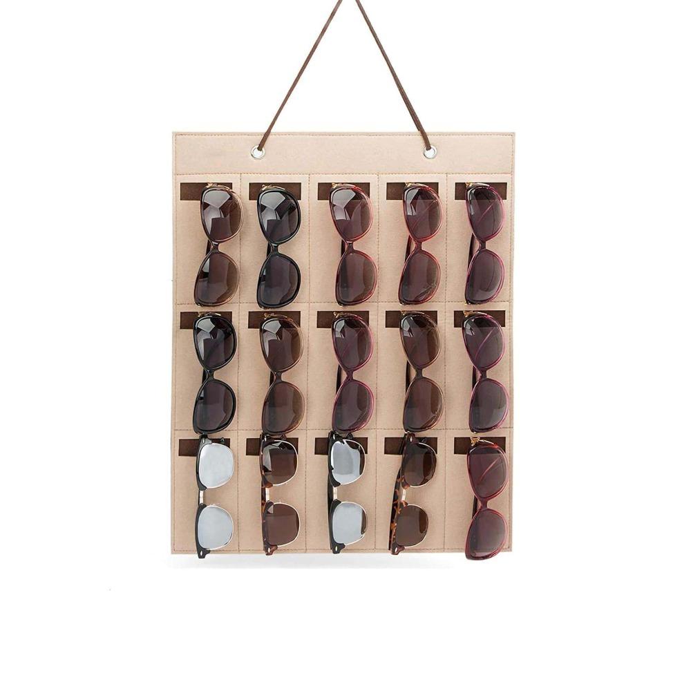 

1 шт. Подвесная сумка для хранения очков, Бежевая сумка для хранения очков с несколькими отделениями для дома, Вечеринка в честь раскрытия пола, Идеально подходит для дней рождений, свадеб one-size бежевый