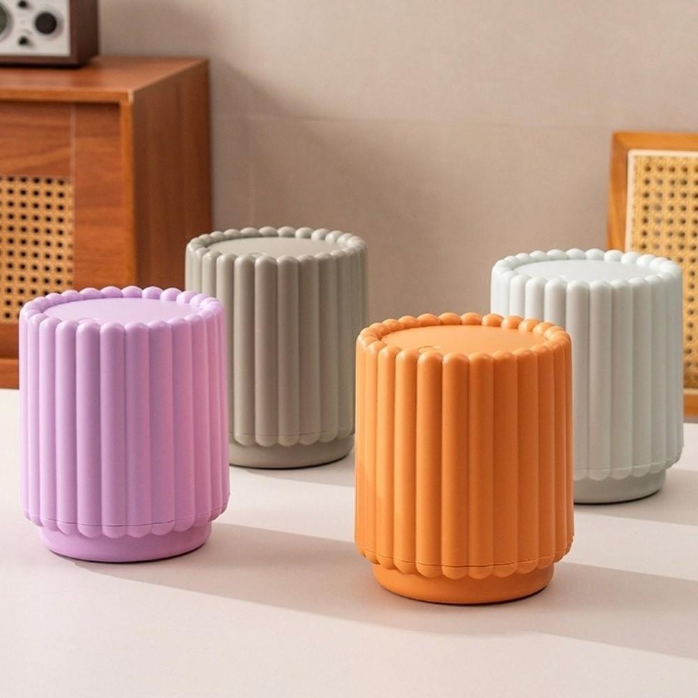 Durable Press Open Lid Desktop Trash Can Sunflower Shape Large Opening Garbage Bin Non-slip Plastic Waste Bin Home