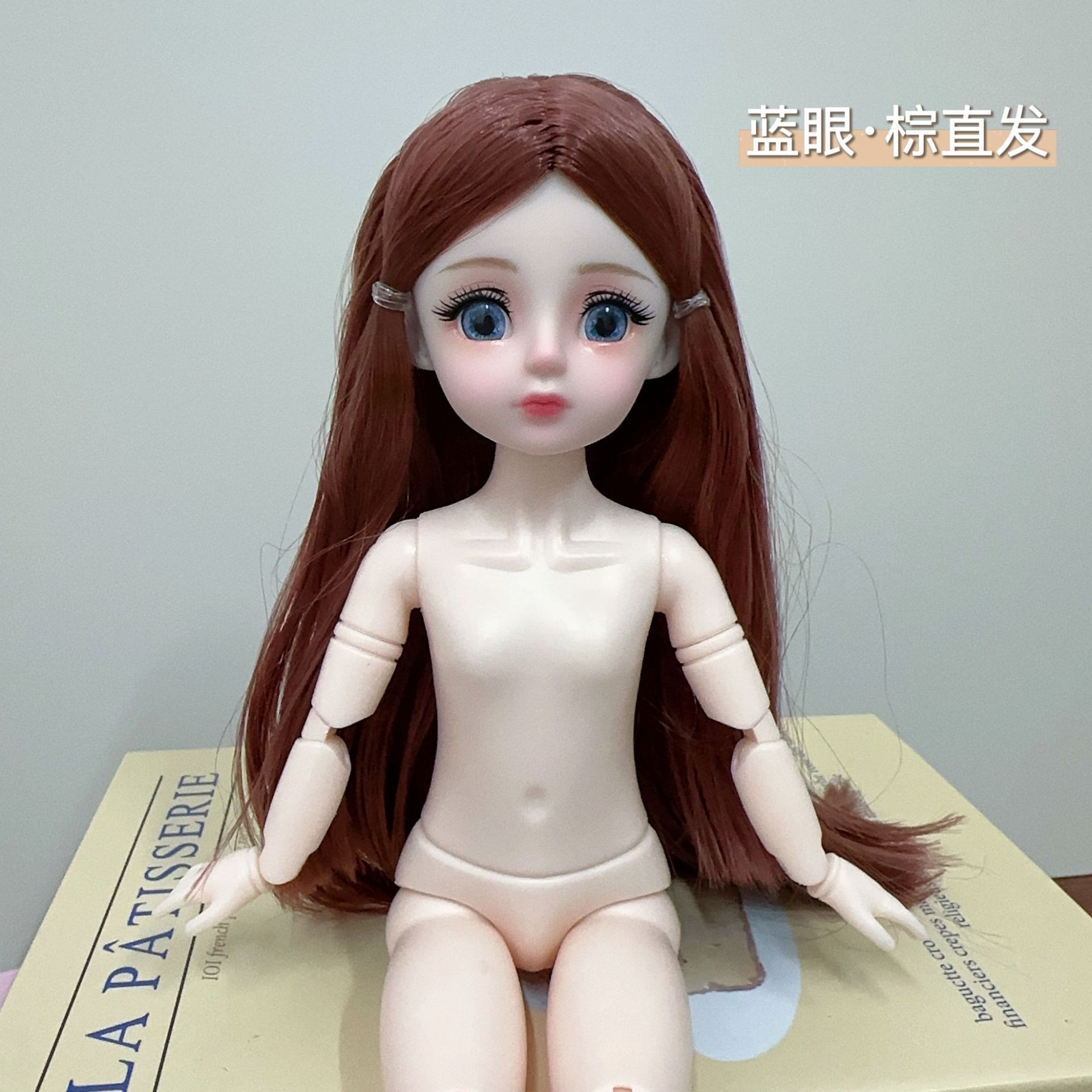 

30см Тело Голая Кукла 3D Реалистичные Глаза 20 Шарниров Наряжать Макияж Кукла Игрушка для Девочки Straight коричневый