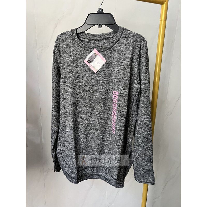 

European and American Single Sports Fitness Top Women s Chubby Girl Loose Plus Size round Neck Long Sleeve Top Spring Bottoming Fitness Top Gray L [Size Is Too Large]