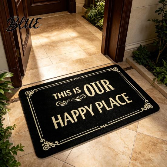 Modern Interior Rug Place Vintage This Is Floor Mat Funny Welcome My Happy Scroll Pattern