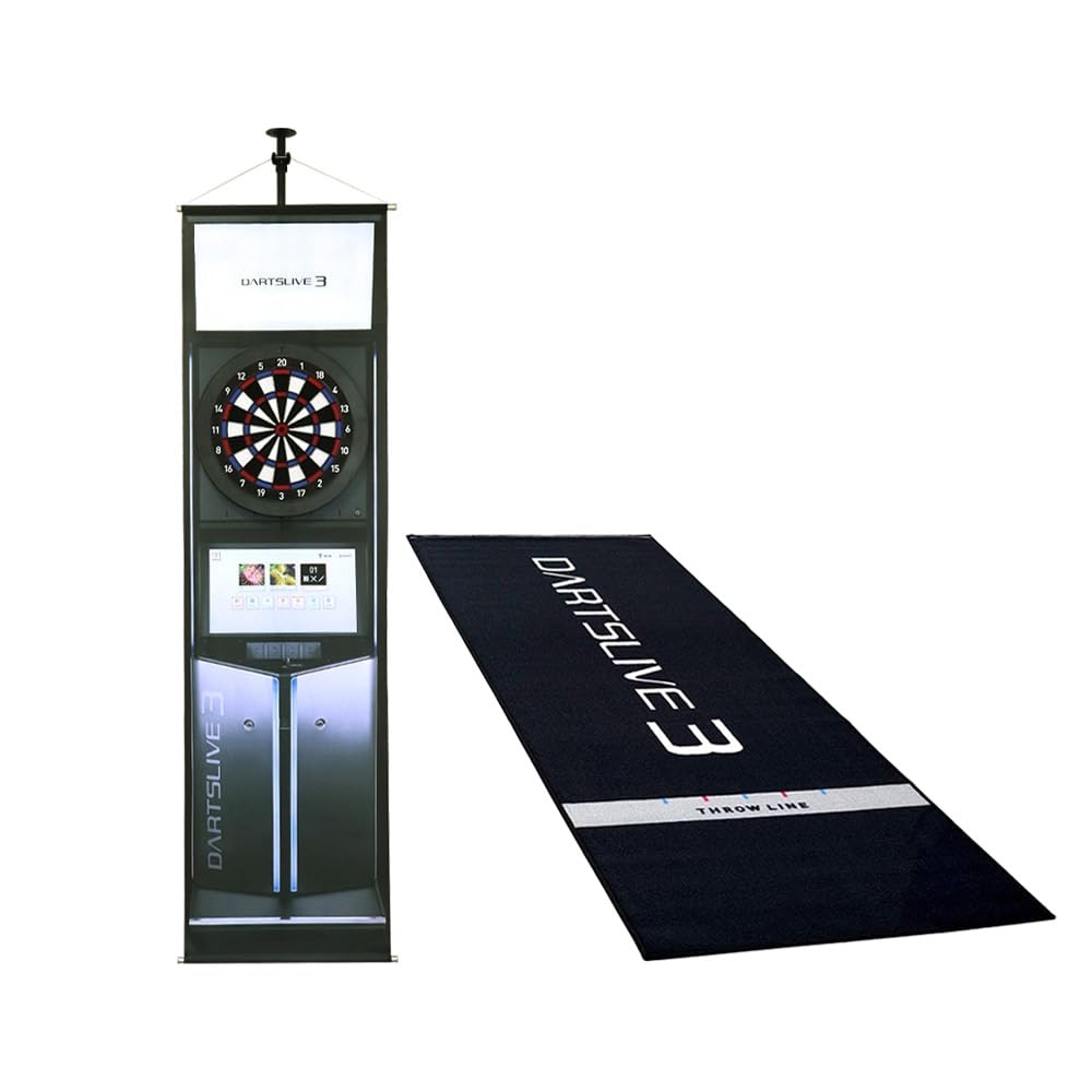 Darts DARTSLIVE DARTSLIVE Pole DARTSLIVE3 Throw Mat with and DARTSLIVE3 Tapestry Set Home, Stand, Fire-Resistant Label,