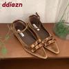 Fashion Footwear With Height Increasing Ladies Shallow Shoes Ankle Buckle Female Pointed Toe Fashion Silk Women Flats Shoes