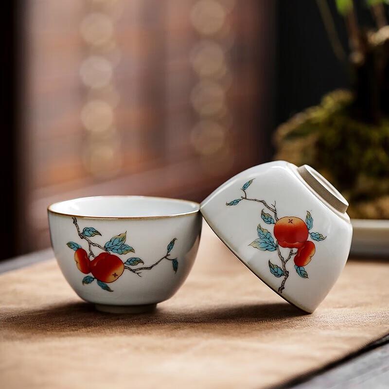 BW Ru Kiln Ceramic Kung Fu Tea Cups - Shishi Ruyi Design (2-Pack)