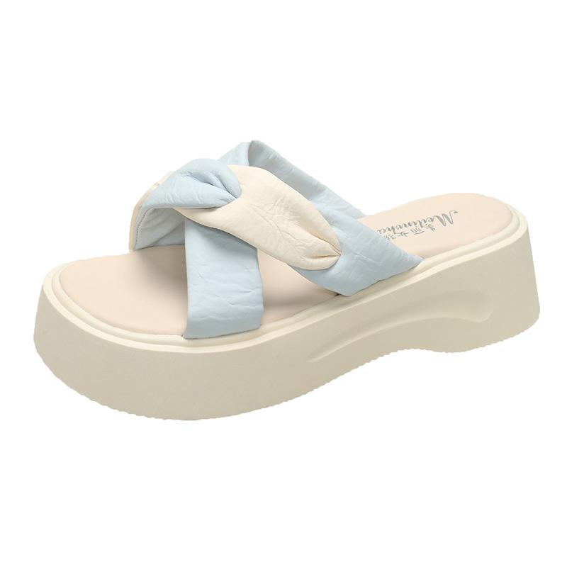 2025 Summer Stepping On Shit Thick-soled Slippers Women's Fashion Heightening New Non-slip Cross Beach Cool Slippers Versatile