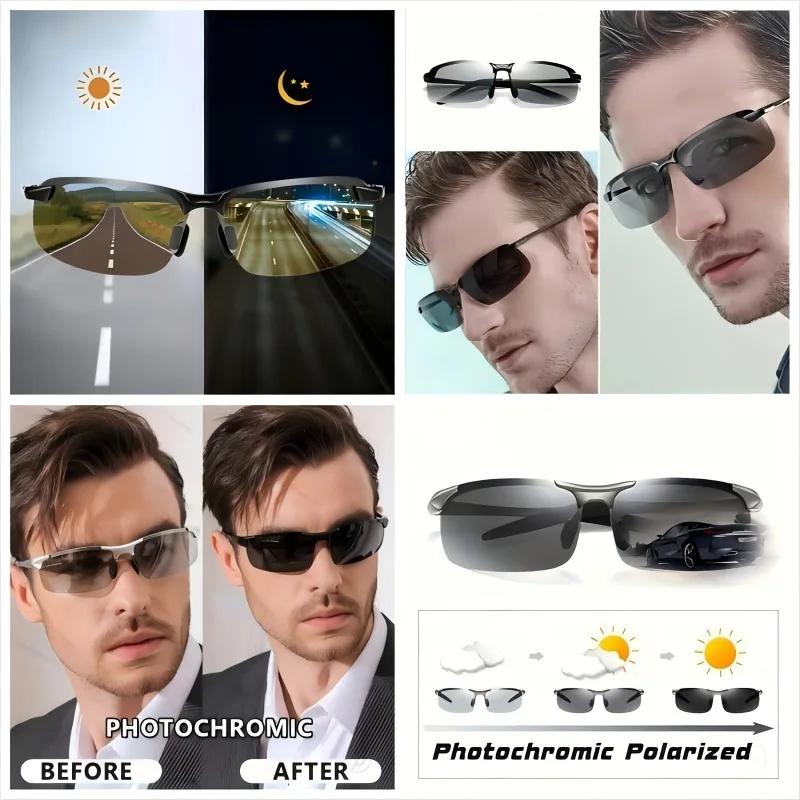 Men's Classic Polarized Fashion Glasses with Stainless Steel Frame - Pochromic Golf Hiking Travel and Fishing Lenses