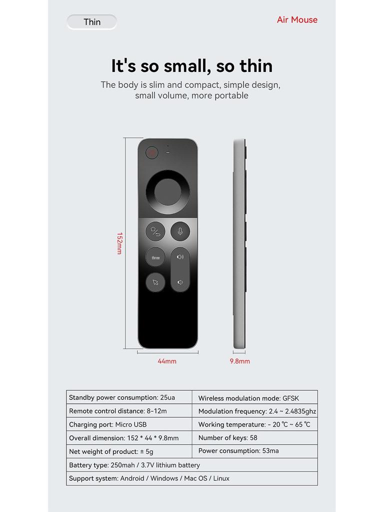 W3 Smart Voice Remote: Wireless Air Mouse & Infrared Learning Mini Keyboard for Set-Top Box