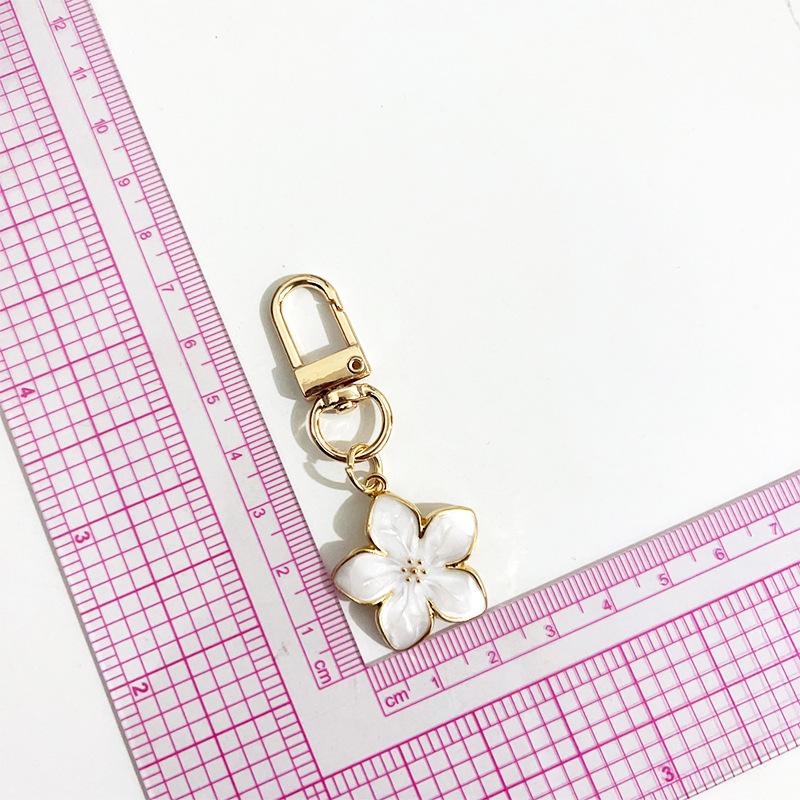Lovely Sakura Flower Keychain Charm Enamel Pink White Black Women Bag Charms Key Ring Accessories